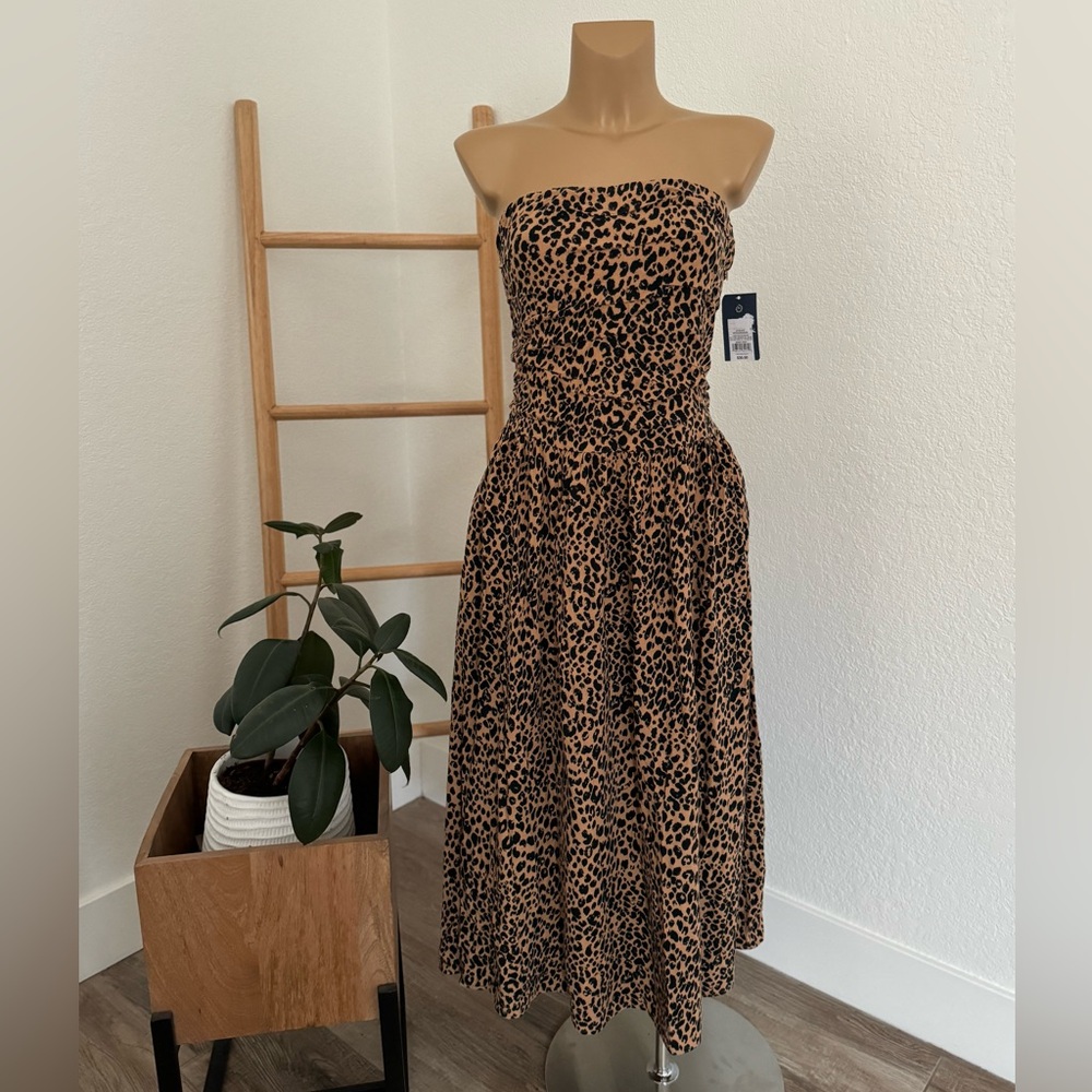NWT Women's Ruched Maxi A-Line Dress - Universal Thread Black/Brown Leopard - Picture 5 of 5